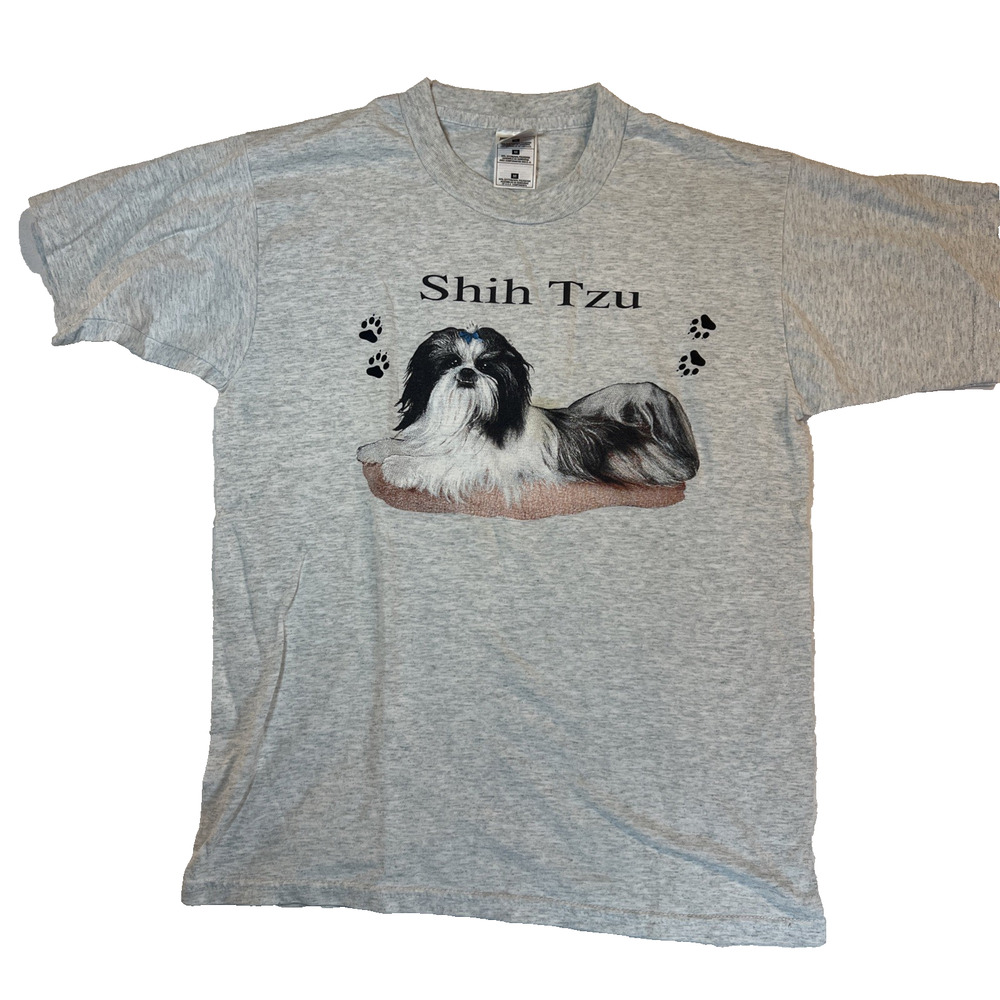 Shih Tzu Fruit Of The Loom Best Gray Heathered Medium T-Shirt Pet Dog Puppy
